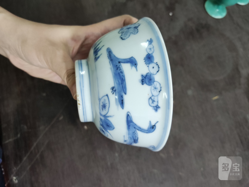 明 青花芦雁纹碗一对 - 图4